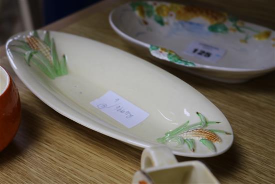 Two Clarice Cliff dishes, a bowl and a small jug